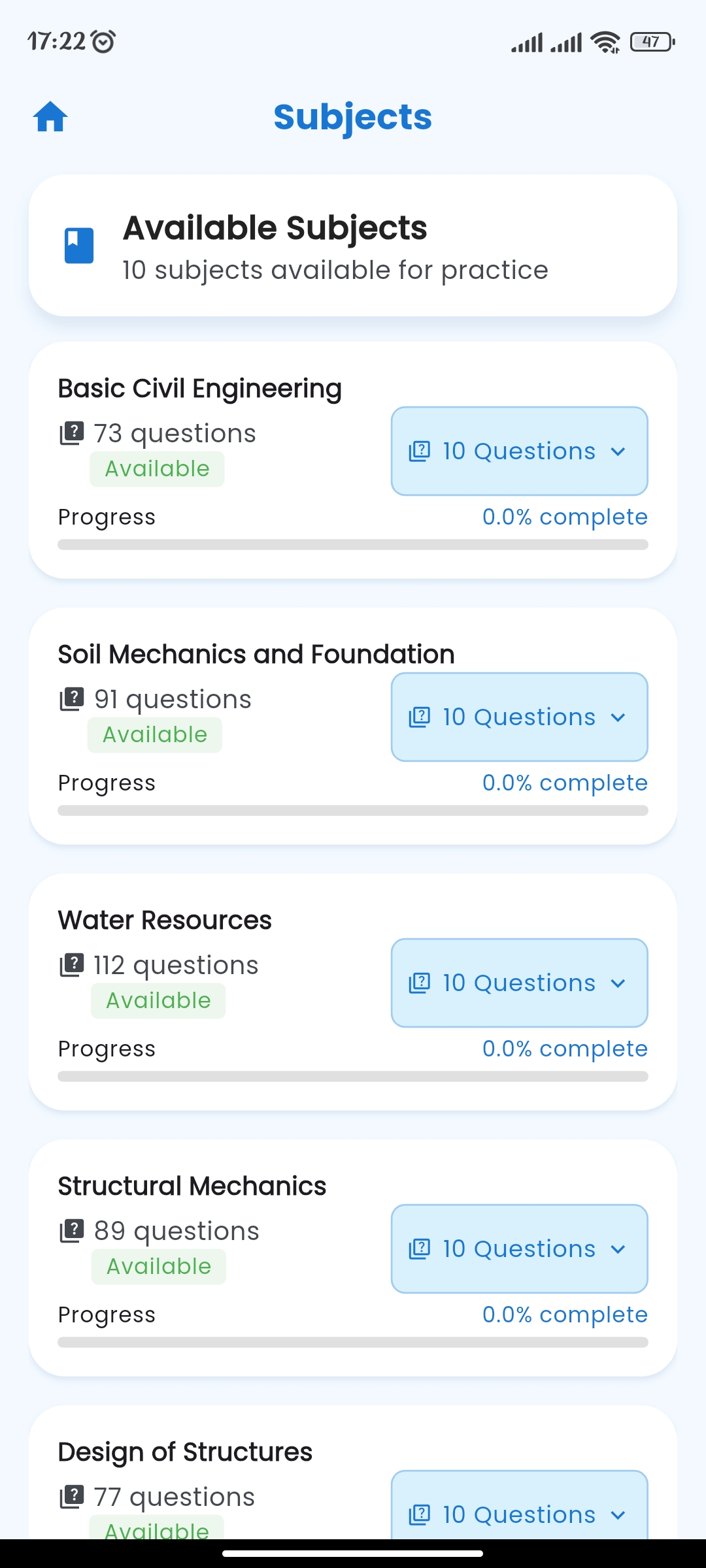 Subject-wise Practice